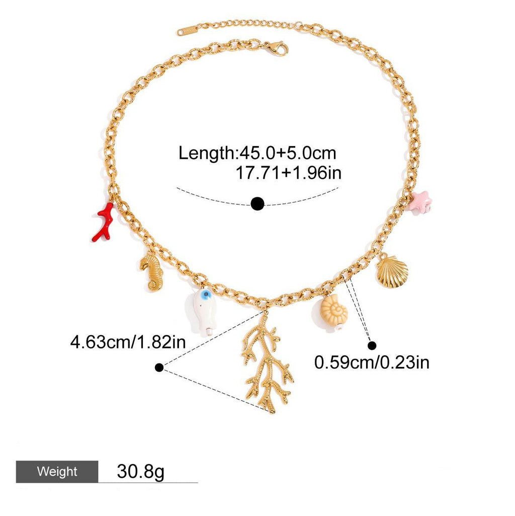 18K Gold Coral Shape Ocean Style Necklace