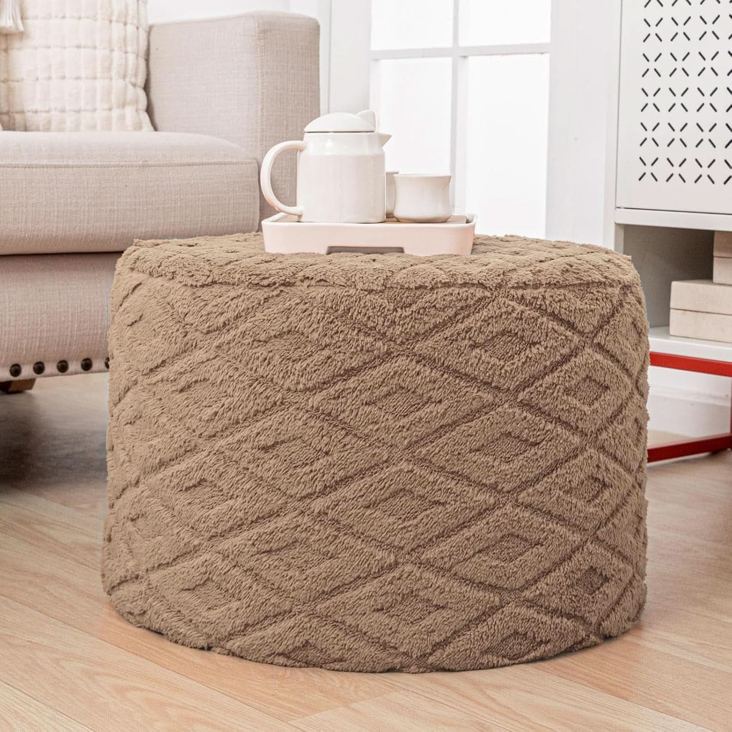 20x14 Inches Light Coffee Ultra Soft Foot Rest Ottoman
