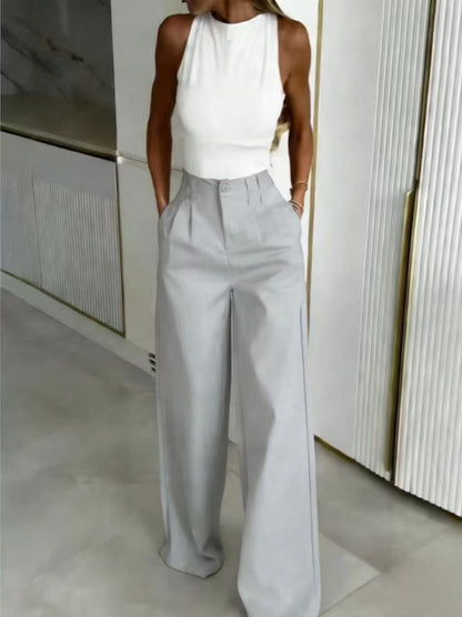 Women's Loose Flowing Straight-Leg Floor-Length Pants
