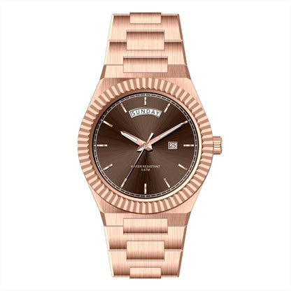 Business Gentleman's Log-Type Quartz Waterproof Steel Strap