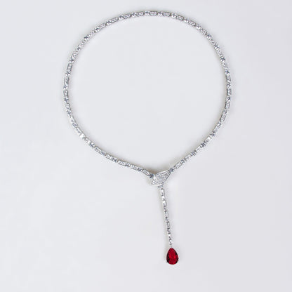 S925 Silver Snake-Shaped Necklace Set with Full Zirconia Pave