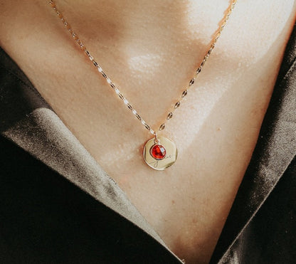 Personalized Round Birthstone Necklace