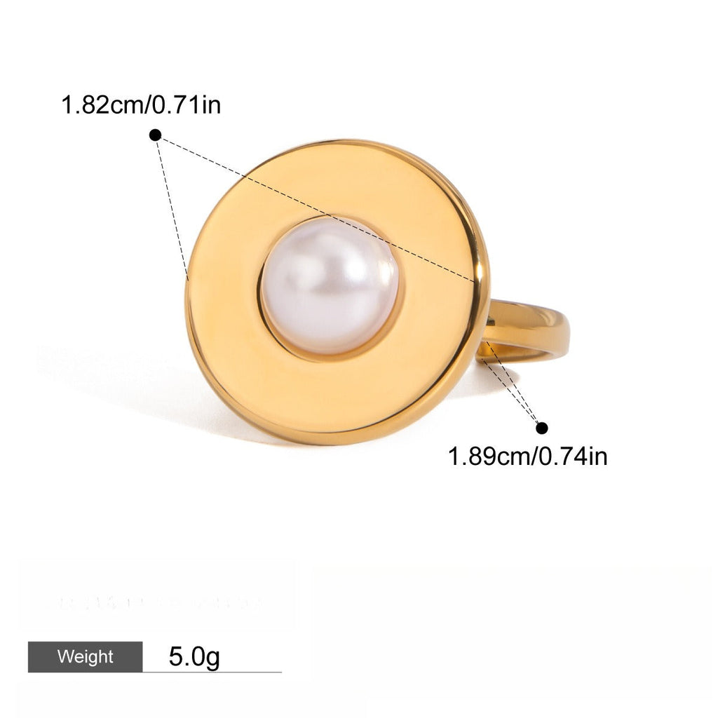18k gold titanium steel pearl ring