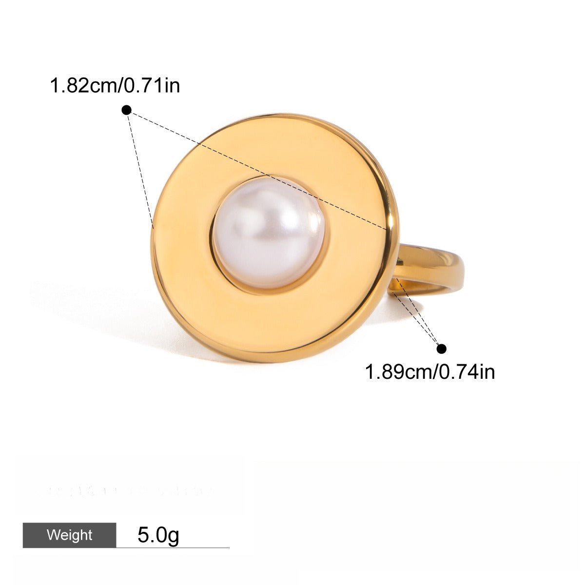 18k gold titanium steel pearl ring