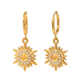 18k gold sun-shaped diamond-studded earrings with unique design