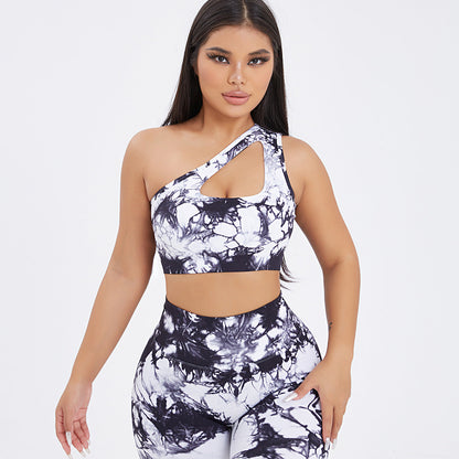 Seamless One-Shoulder Bra & Scrunch Leggings Set - High Waisted Yoga Pants