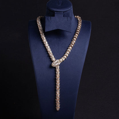S925 Silver Snake-Shaped Enamel Necklace