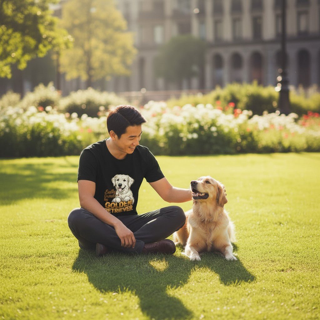 Easily Distracted By Golden Retriever Graphic T-Shirt Cotton Unisex Casual Dog Lover Wear