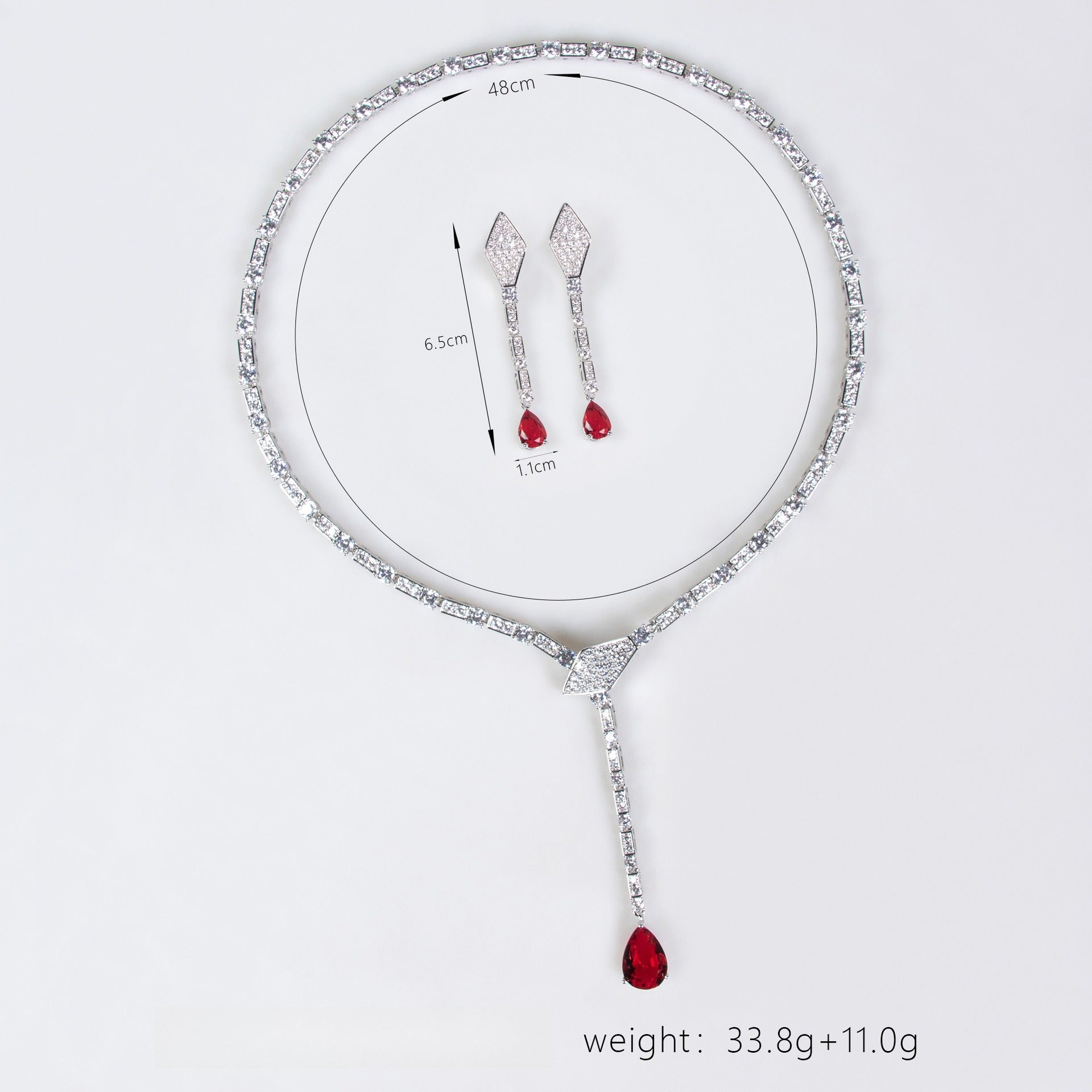 S925 Silver Snake-Shaped Necklace Set with Full Zirconia Pave