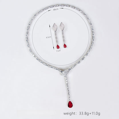 S925 Silver Snake-Shaped Necklace Set with Full Zirconia Pave