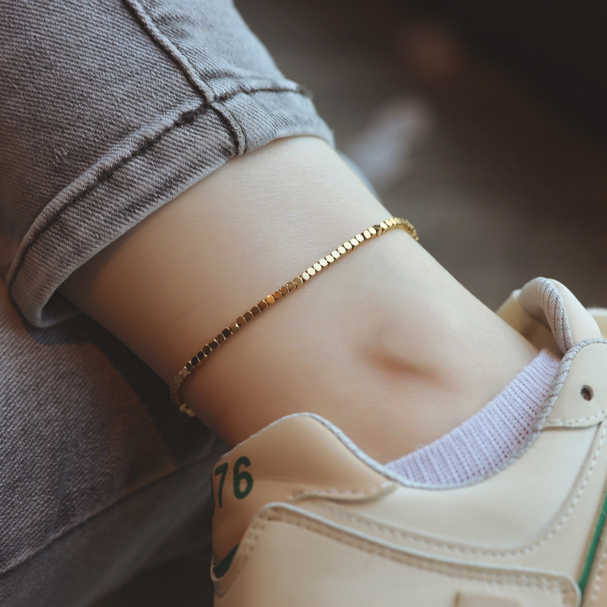 Light luxury 18K gold and silver anklet
