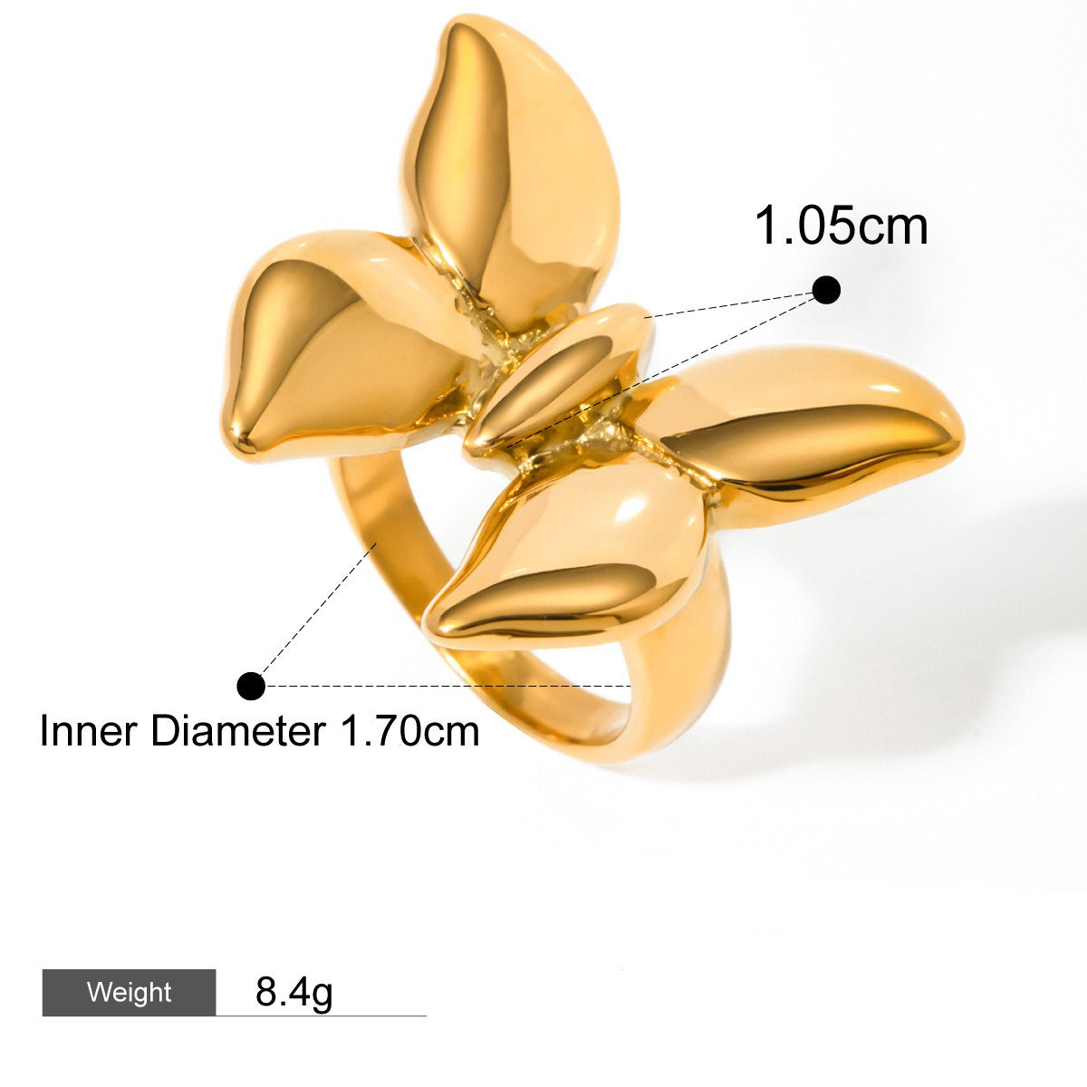 18K gold butterfly design exquisite and noble ring