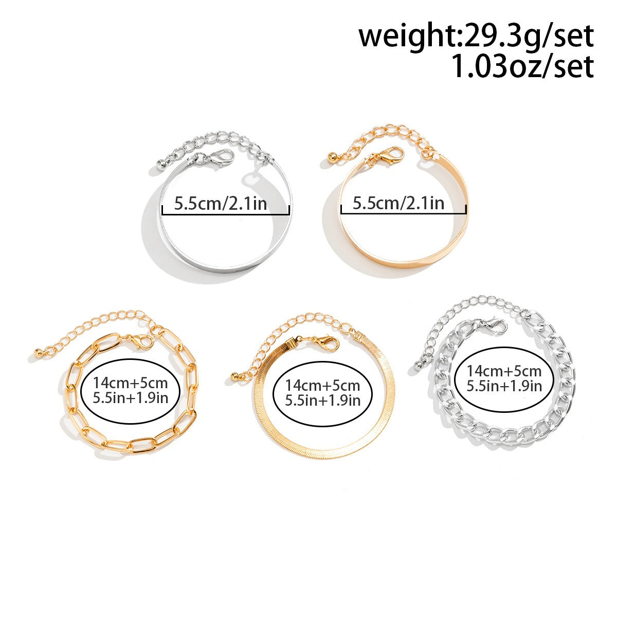 Smooth C-shaped mixed twist O-shaped bracelet