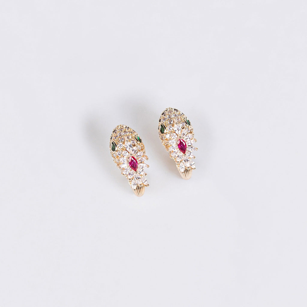 S925 Silver Needle Zircon Snake Stud Earrings