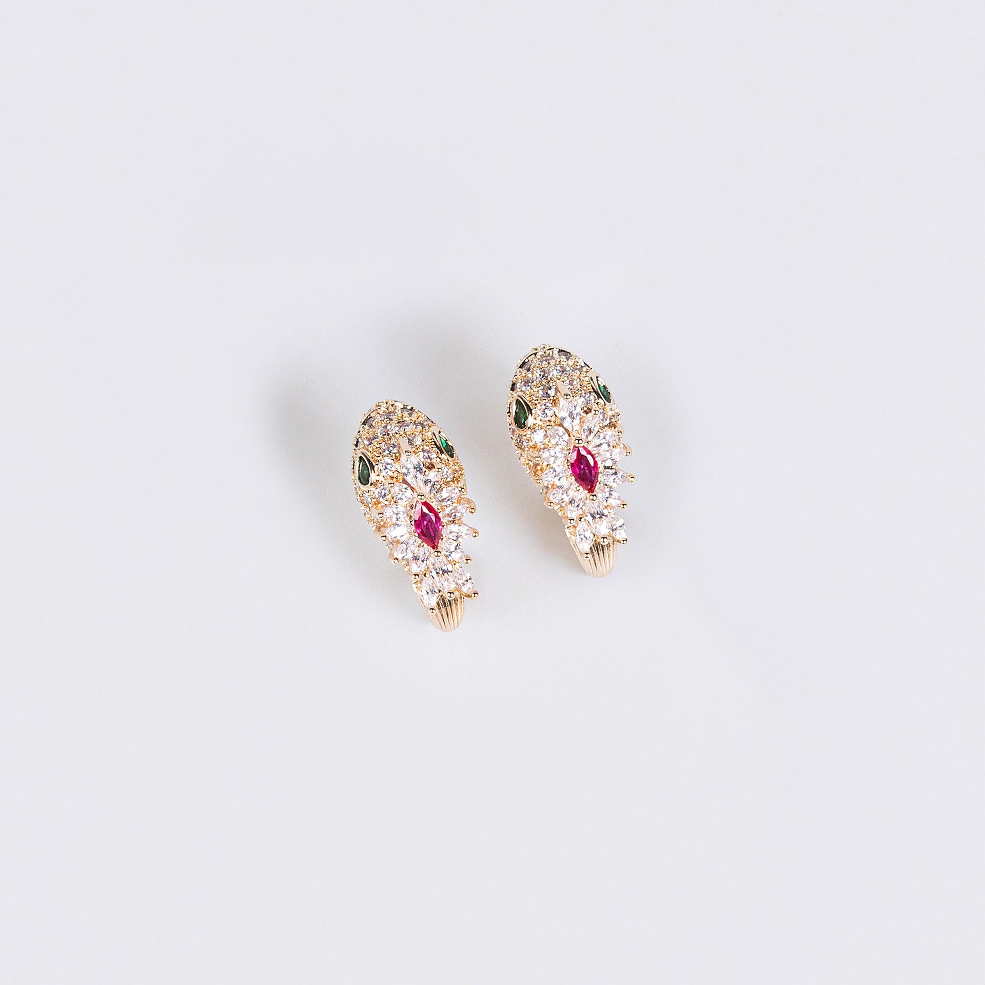 S925 Silver Needle Zircon Snake Stud Earrings