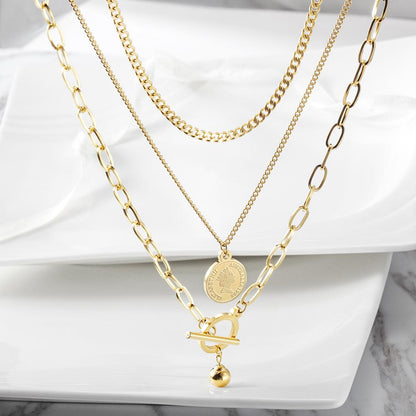 Elizabeth Coin Layered Necklace Gold Plated Delicate