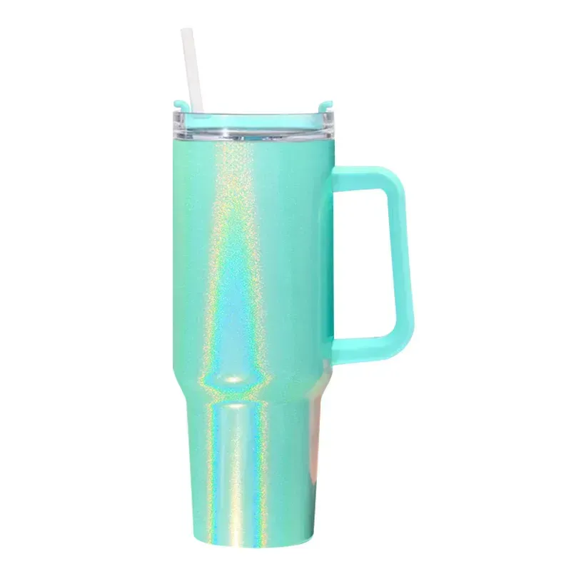40oz Sublimation Glitter Holographic Stainless Tumbler w/ Handle