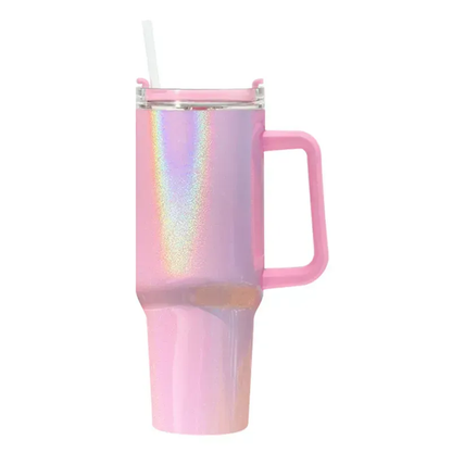 40oz Sublimation Glitter Holographic Stainless Tumbler w/ Handle