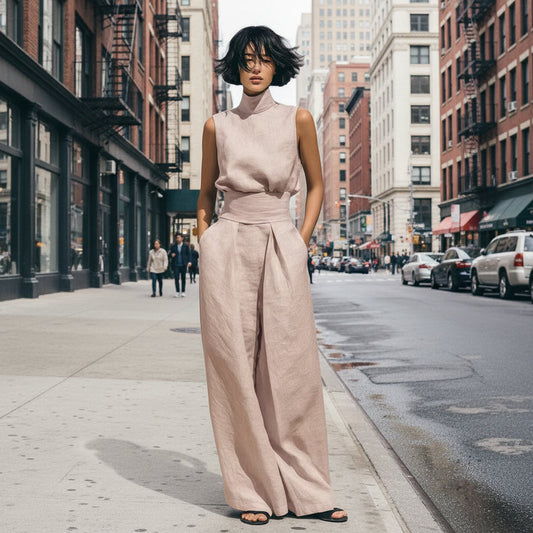 Women’s Two-Piece Set – Sleeveless Top & Wide-Leg Pants