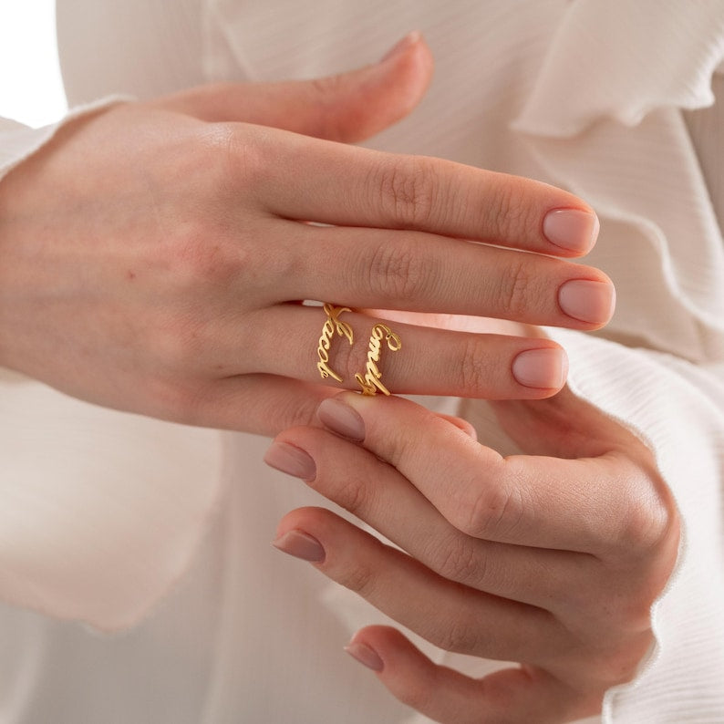 Customized Double Name Open Ring