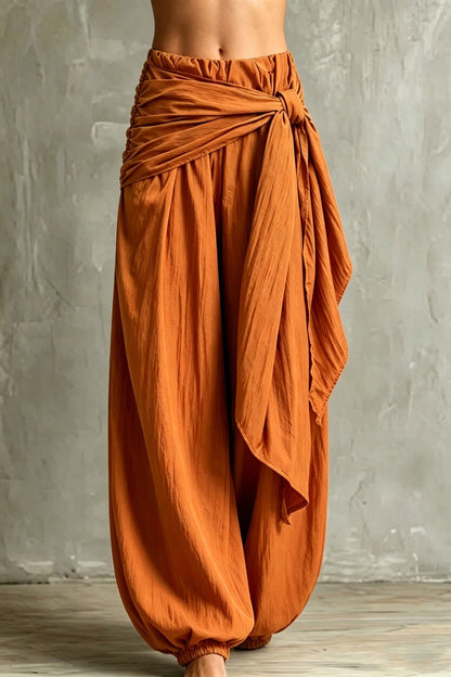 Women's High-Waist Tie-Waist Wide-Leg Pants