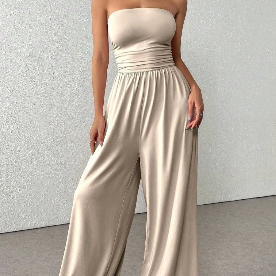 High-Waist Wide-Leg Pants & Tube Top Set – 6 Colors, S–2XL