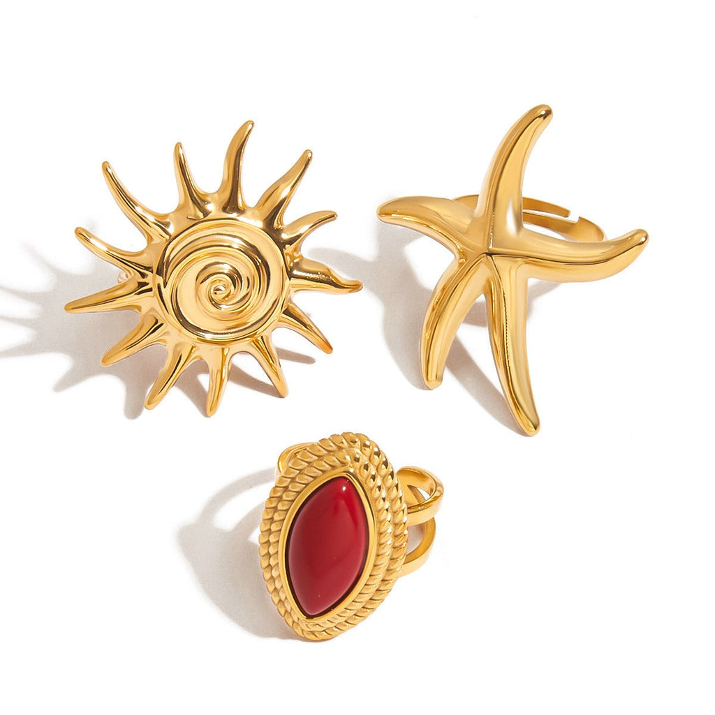 18K Gold Red Agate Ring