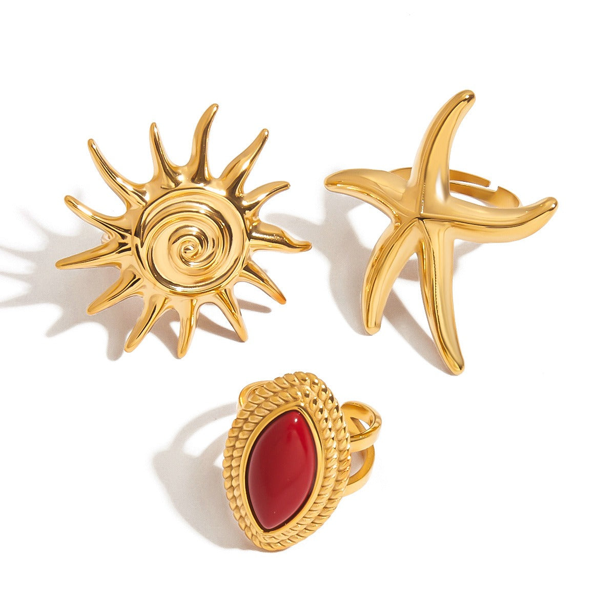 18K Gold Red Agate Ring