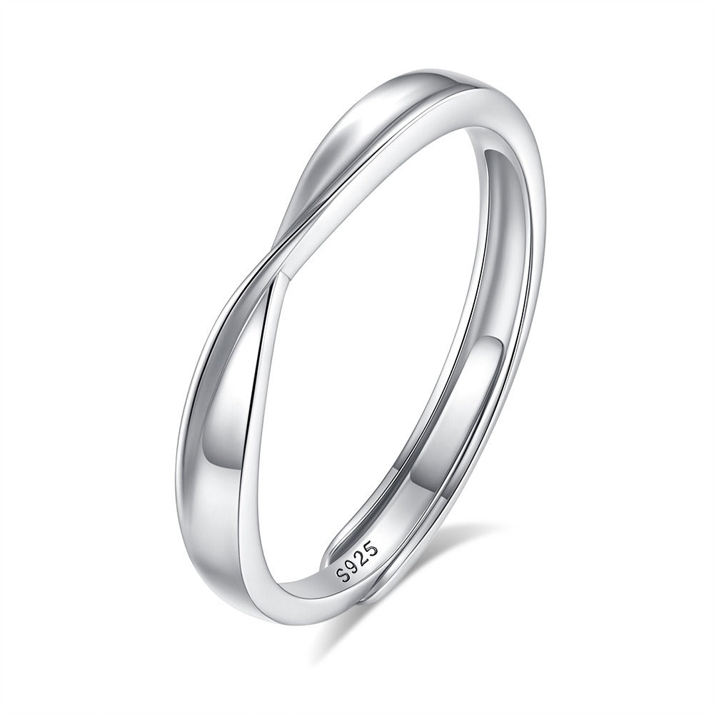 S925 silver heart knot entangled couple bowknot open ring