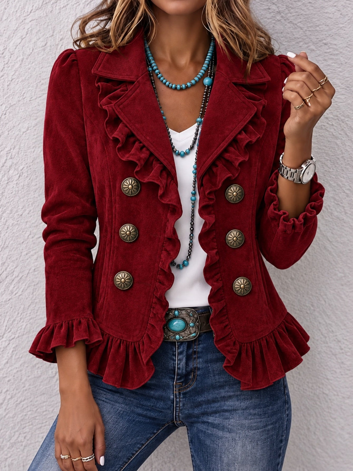 Women's Buttoned Long-Sleeve Cardigan Jacket
