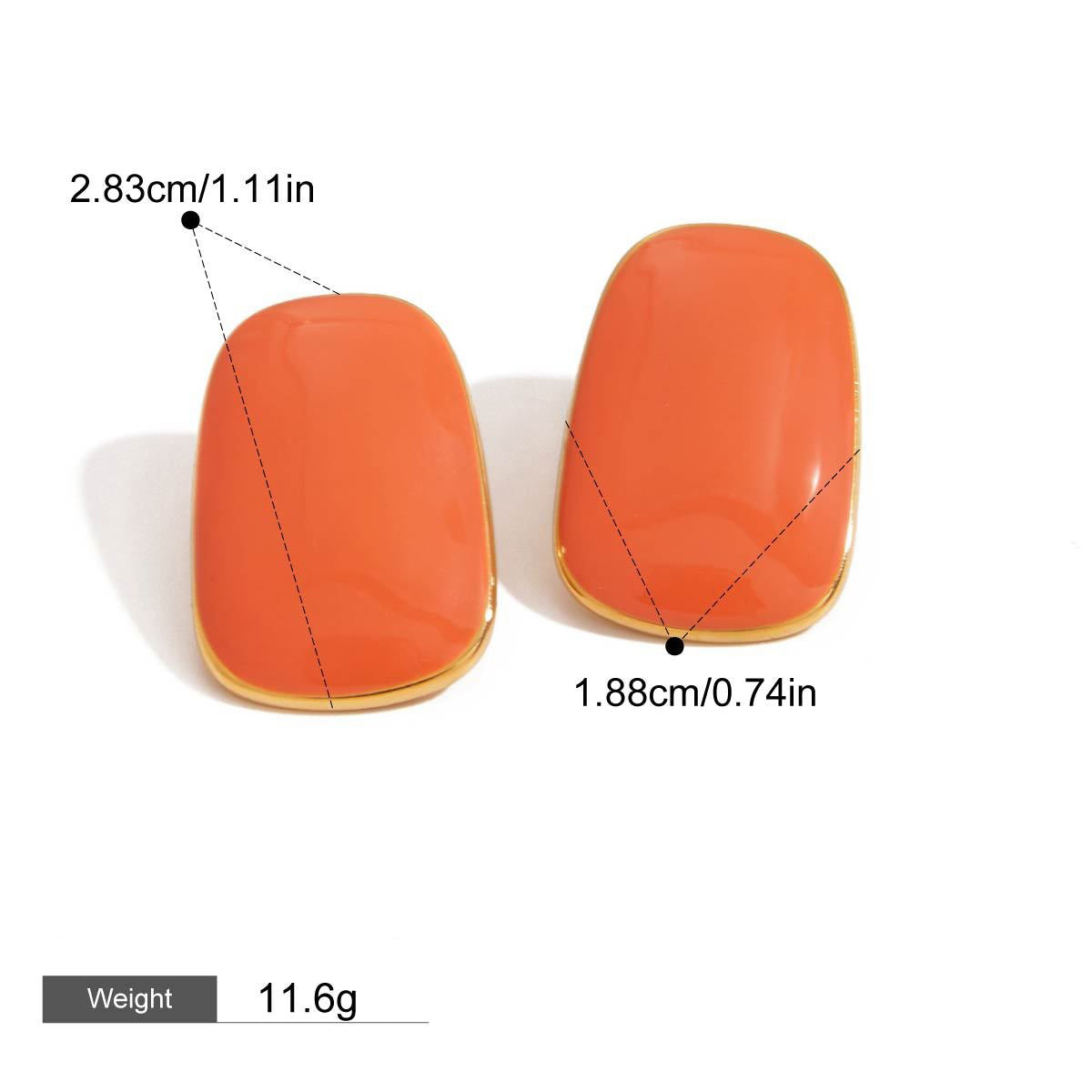 18K gold geometric oval/crescent-shaped earrings with simple and elegant design