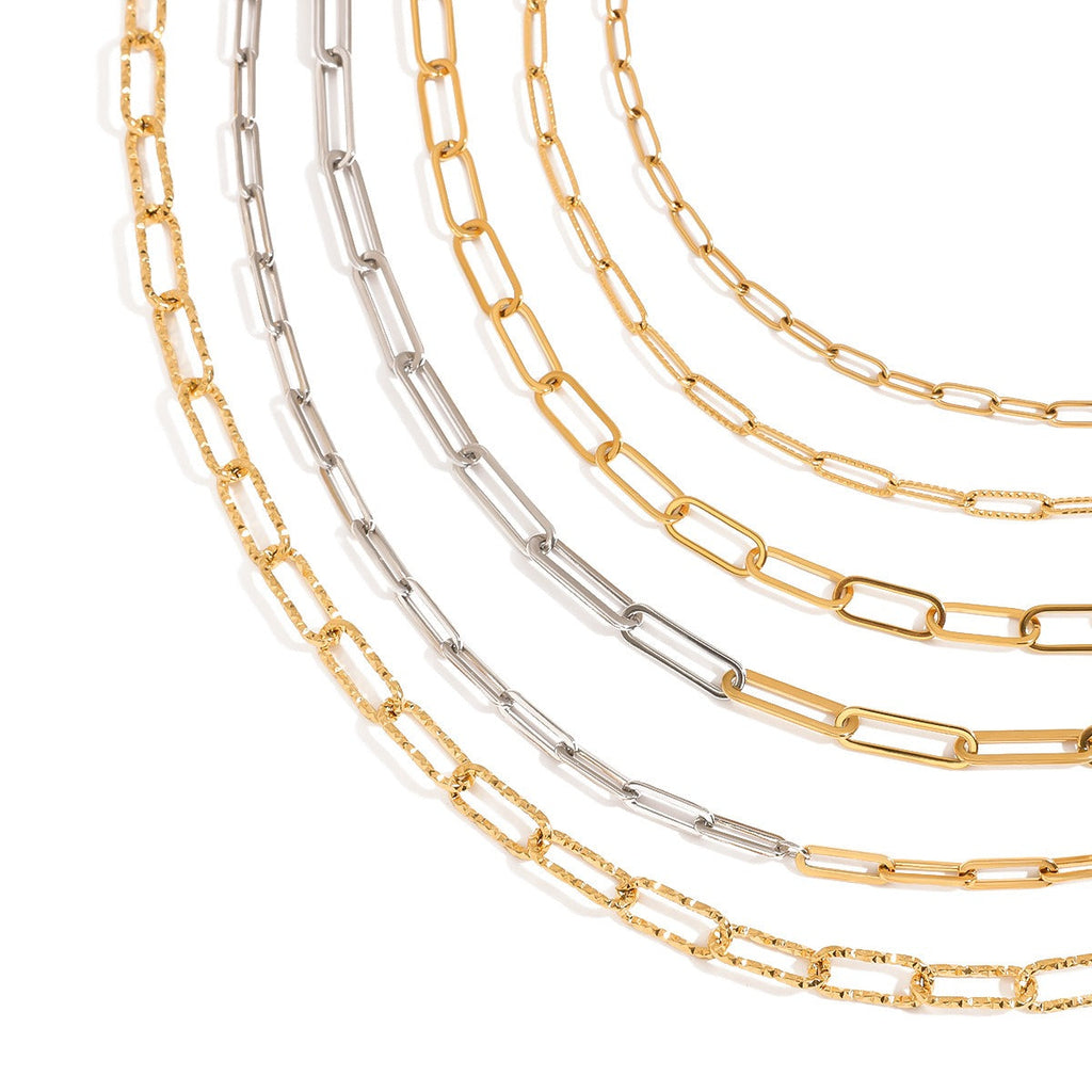 18K gold chain with gold and silver color matching design simple and elegant necklace