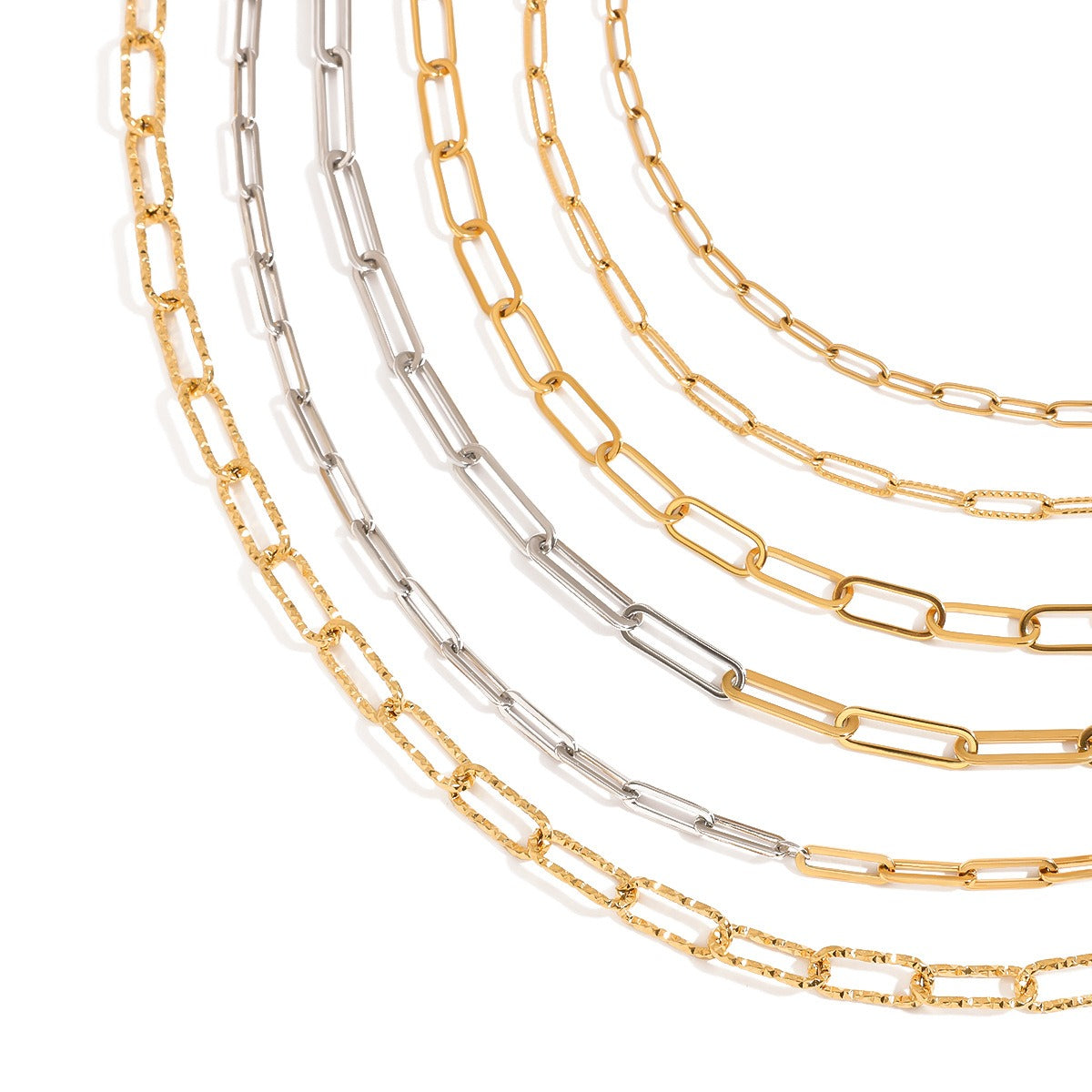 18K gold chain with gold and silver color matching design simple and elegant necklace