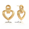 18K gold heart-shaped titanium steel stud earrings