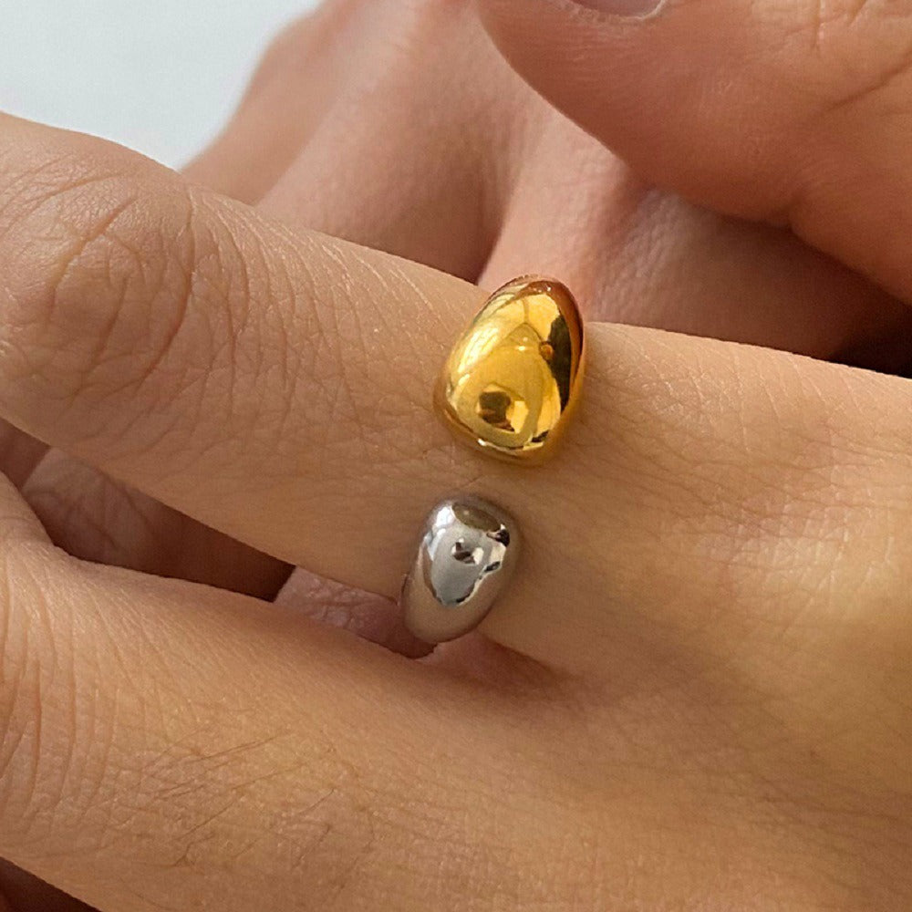 18K gold geometric design simple personality ring