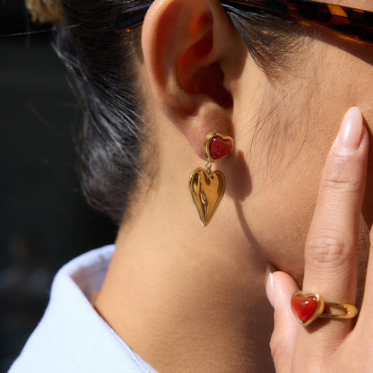 18K gold heart-shaped luxury earrings