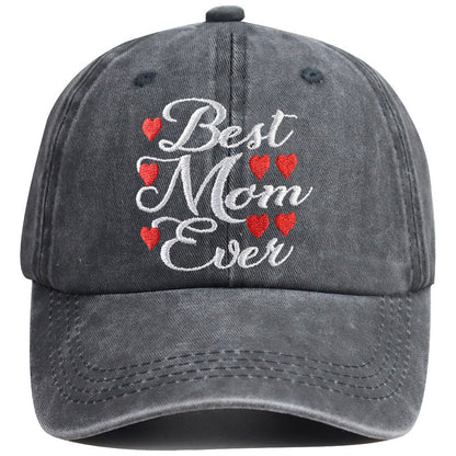 Best Mom Ever Adjustable Embroidered Wash Cotton Cap