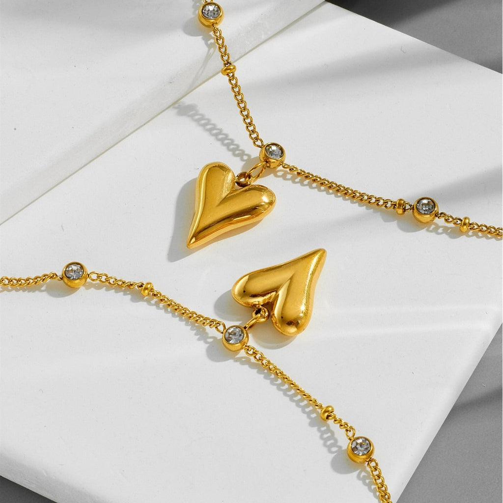 Zircon Heart Trendy Forest Style Peach Heart Anklet