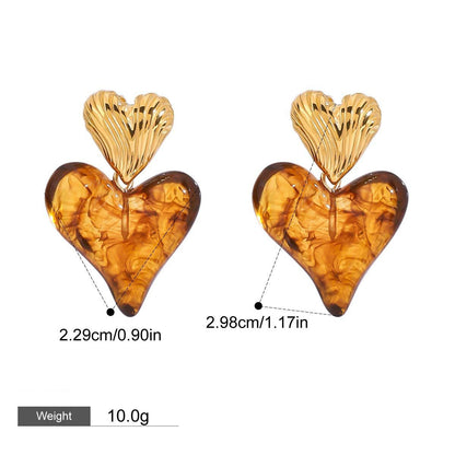18K gold heart-shaped design light luxury noble earrings