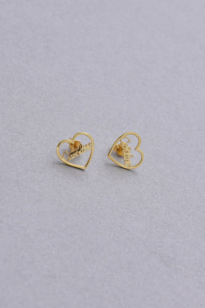 Custom Engraved Script Name Stud Earrings