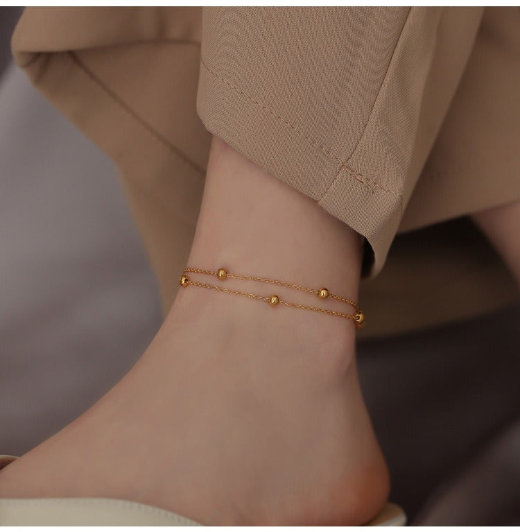18K gold double-layer titanium steel anklet