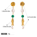 18K goldfish-shaped earrings with pearl design