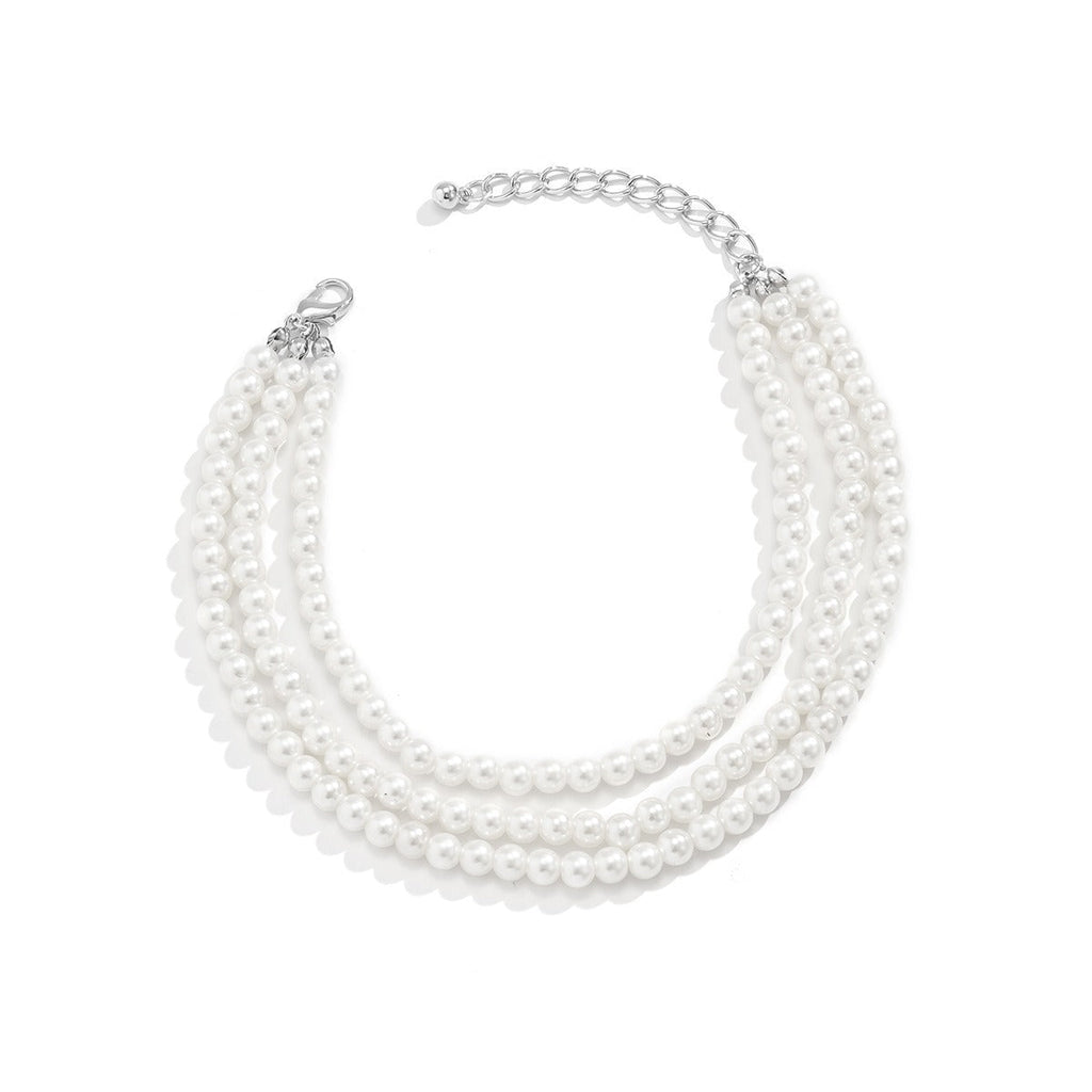 Temperament Imitation Pearl Beaded Tassel Anklet