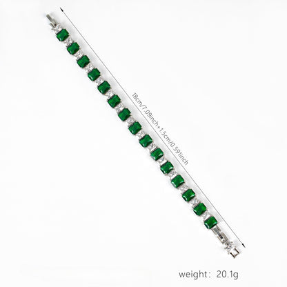 Enamel-Accented Square Micro-Pavé Zircon Bracelet