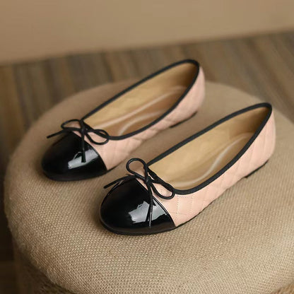 Women's Classic Egg-Roll Edge Slip-On Flats – Chanel-Inspired Round Toe Pumps