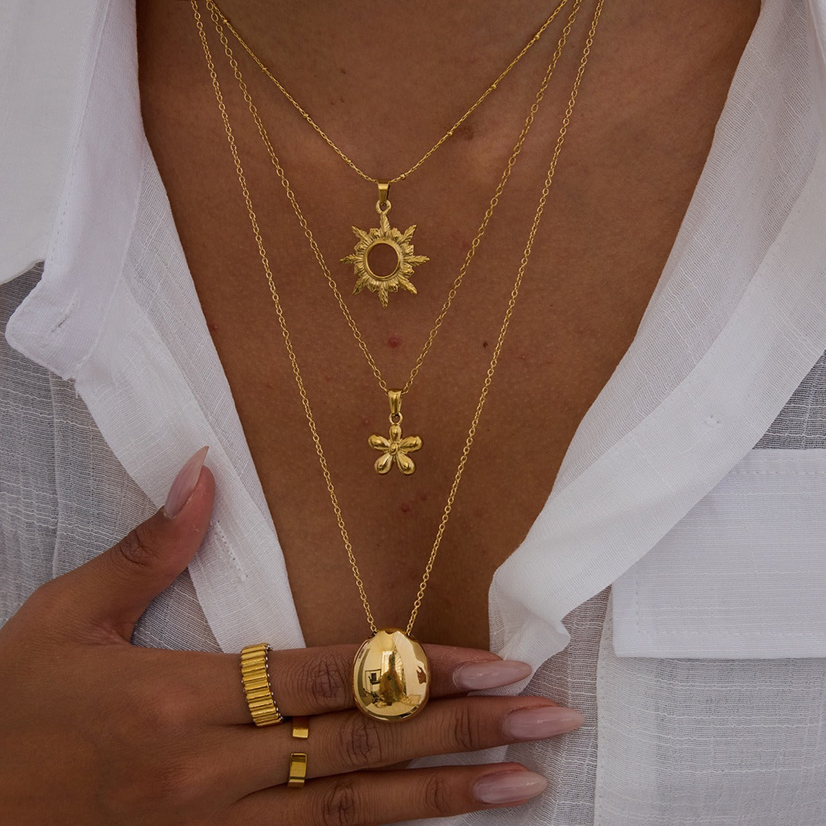 18K Gold Geometric Design Trendy Personality Necklace
