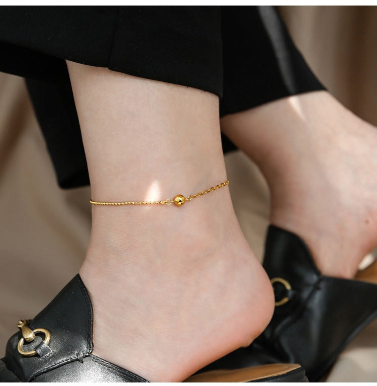 Light luxury laser bead splicing chain 18K gold anklet