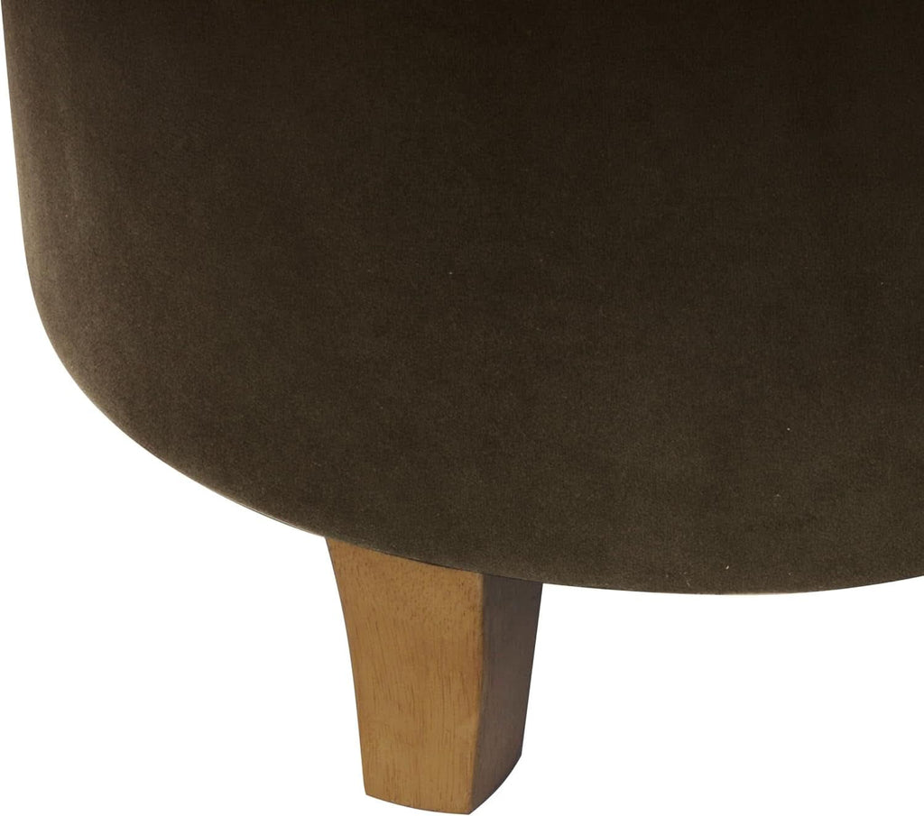 Brown Velvet Upholstered Ottoman With Concealed Storage
