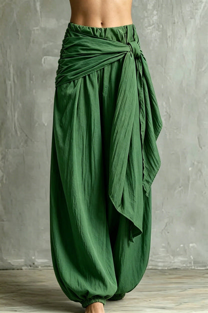 Women's High-Waist Tie-Waist Wide-Leg Pants