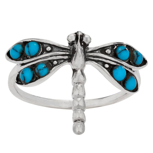 Wings Of Change Sterling Silver and Turquoise Dragonfly Ring
